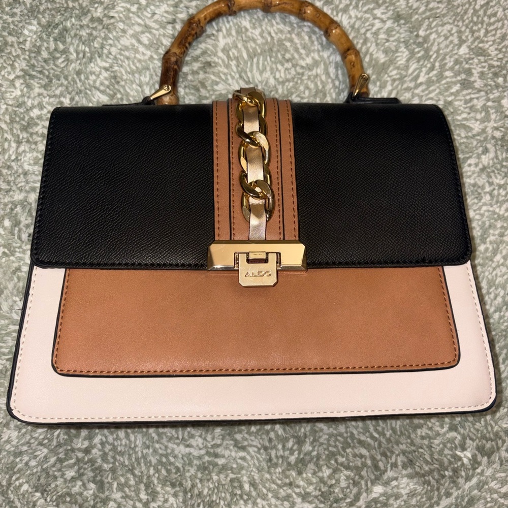 Aldo Black, Tan, and Cream Satchel